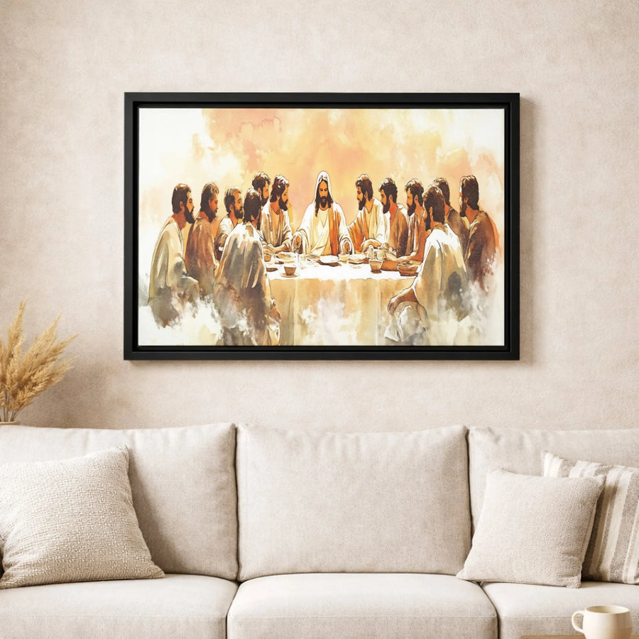 The Last Supper Wall Art | Modern Watercolor Jesus Canvas Print | Gallery Quality Premium Decor | Religious Gift for Home or Church