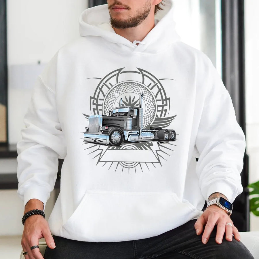 Semi Truck Hoodie | Vintage Big Rig Graphic | Premium Cotton Blend | Gift for Trucker Dad & Heavy Equipment Enthusiast