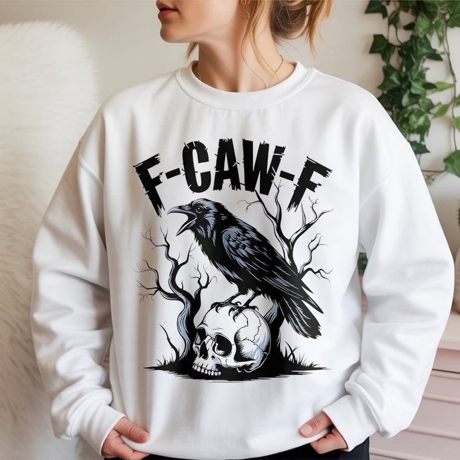 Raven Skull Sweatshirt | Gothic Bird Art Graphic | Premium Cotton Blend Crewneck | Spooky Halloween Gift for Dark Academia Aesthetic Lovers