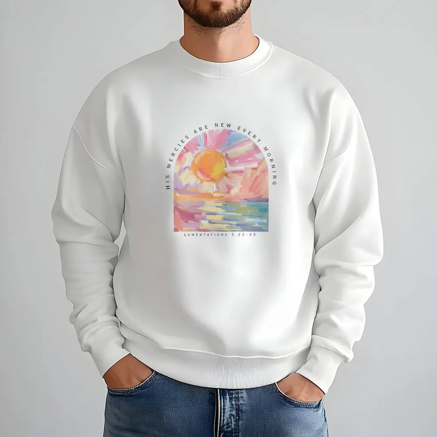 Christian Sweatshirt | His Mercies Are New Every Morning Bible Verse | Premium Comfort Colors Cotton | Inspirational Faith Gift for Women