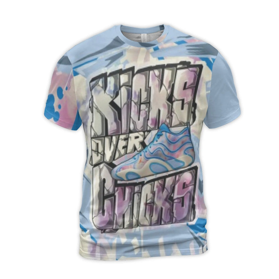 Kicks Over Chicks T-Shirt | Graffiti Sneaker Art Graphic | Premium Poly-Spandex Blend | Streetwear Gift for Sneakerheads