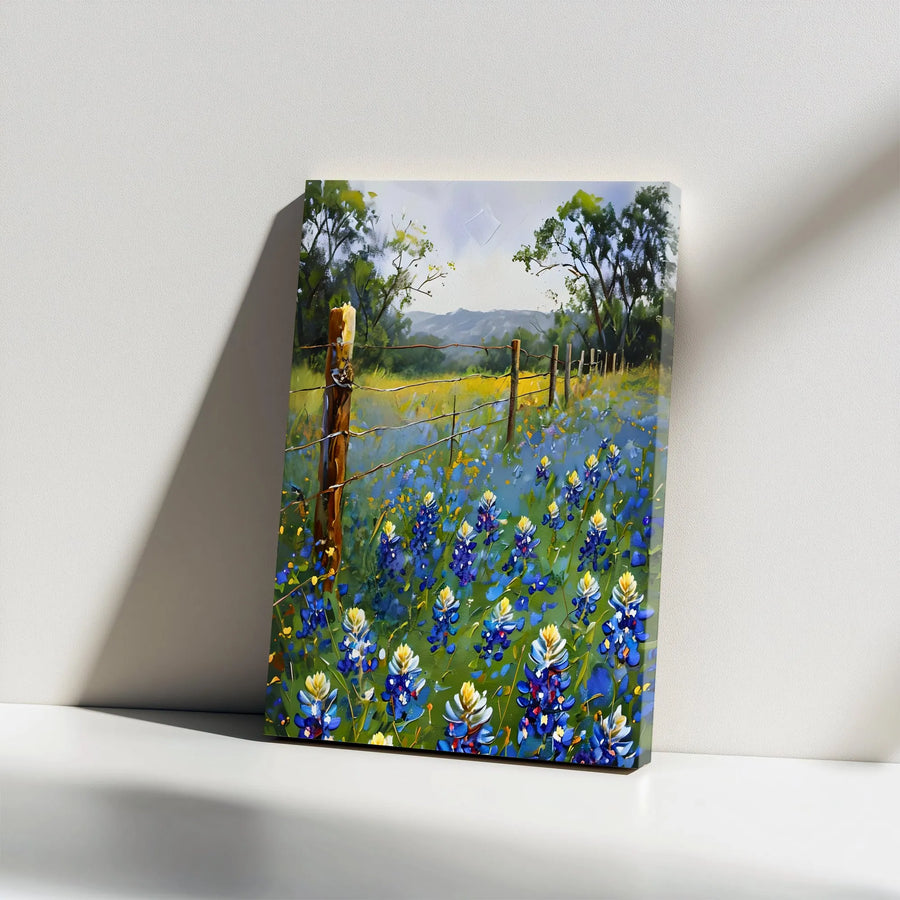 Texas Bluebonnet Canvas Wall Art | Impressionist Wildflower Painting | Premium Thick Gallery Wrap | Southwestern Home Decor Gift