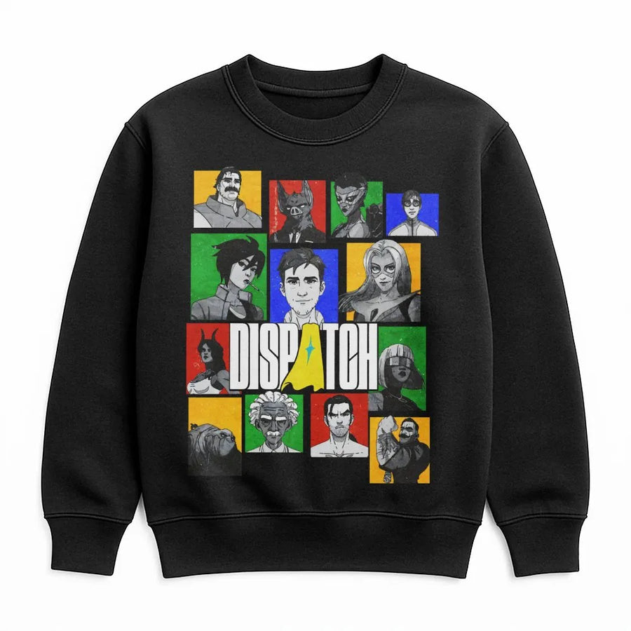 Dispatch Hero Grid Sweatshirt | Animated Character Squad Design | Premium Cotton Blend | Unisex Gaming Fan Gift