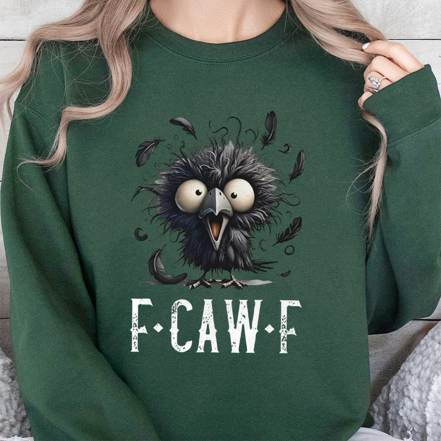 F-CAW-F Crow Sweatshirt | Funny Sassy Bird Graphic | Premium Cotton Blend | Quirky Raven Lover Gift for Men and Women