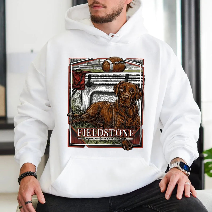 Chocolate Labrador Hoodie | Football Tailgate Dog Graphic | Premium Cotton Blend | Gift For Dog Lovers And Sports Fans