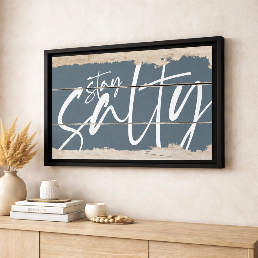 Stay Salty Wall Art | Rustic Beach House Decor | Premium Fade-Resistant Canvas | Coastal Theme Gift for Home Office