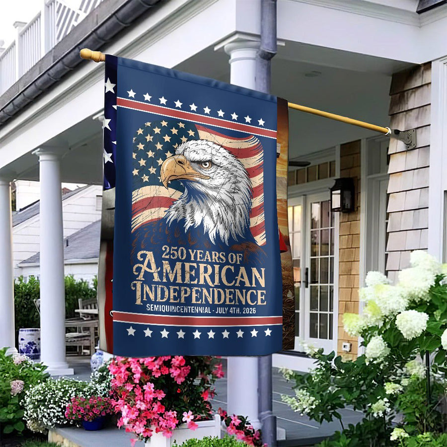 250 Years American Independence Garden Flag | Semiquincentennial Bald Eagle Design | Weather-Resistant Premium Polyester | Patriotic 2026 Celebration Gift