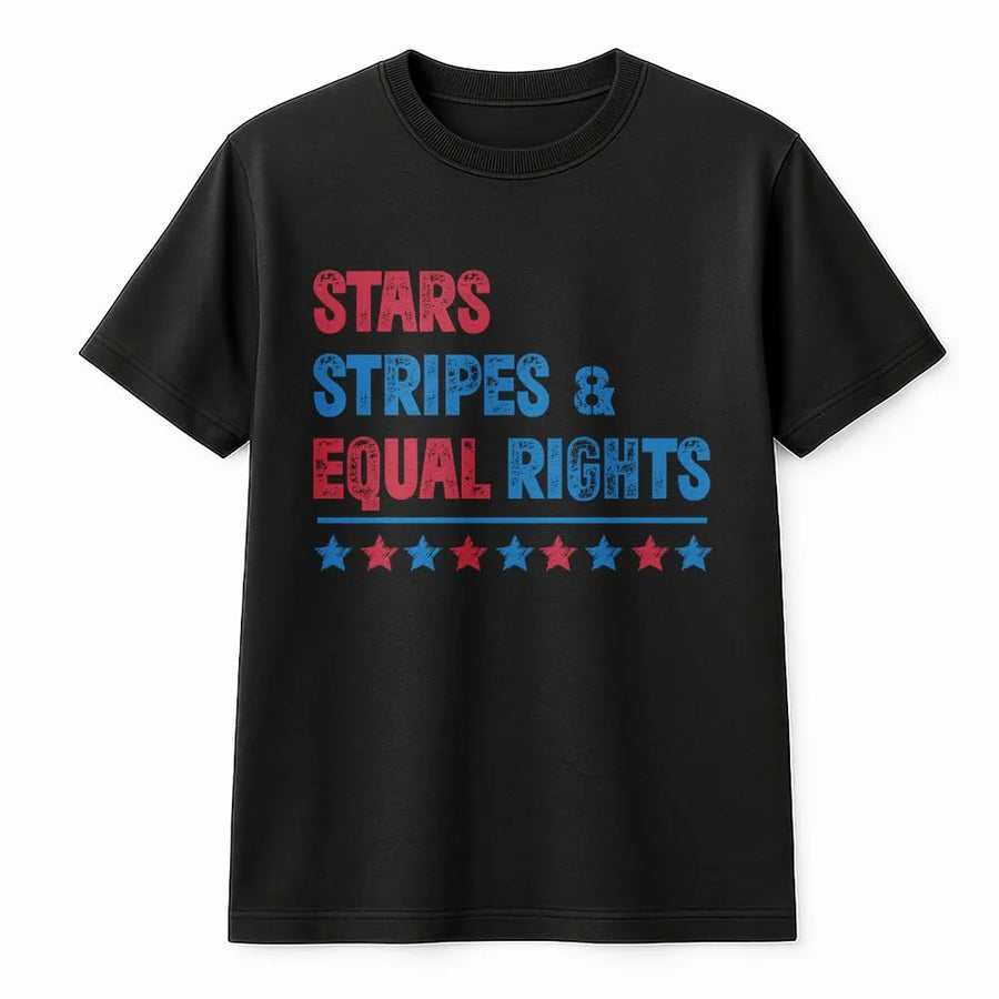 Patriotic Feminist T-Shirt | Stars Stripes & Equal Rights Design | Premium Cotton Blend | 4th of July Activist Gift