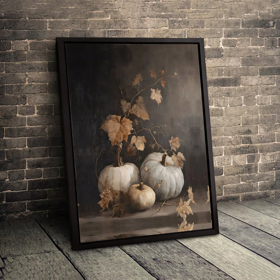 Rustic Pumpkin Canvas Art | Vintage Autumn Still Life Wall Decor | Gallery Quality Premium Print | Harvest Farmhouse Seasonal Home Gift