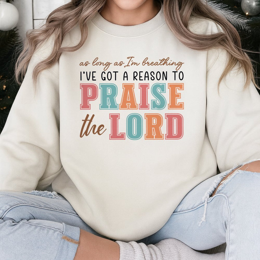 Praise The Lord Sweatshirt | Retro Christian Aesthetic Graphic | Soft Cotton Blend Premium Pullover | Faith-Based Gift for Believers
