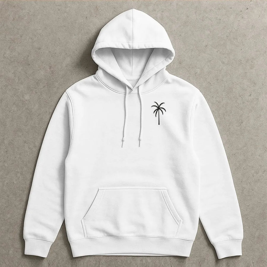 Salty Palm Tree Hoodie | Minimalist Beach Graphic Sweatshirt | Soft Cotton Blend | Summer Vacation Gift for Women