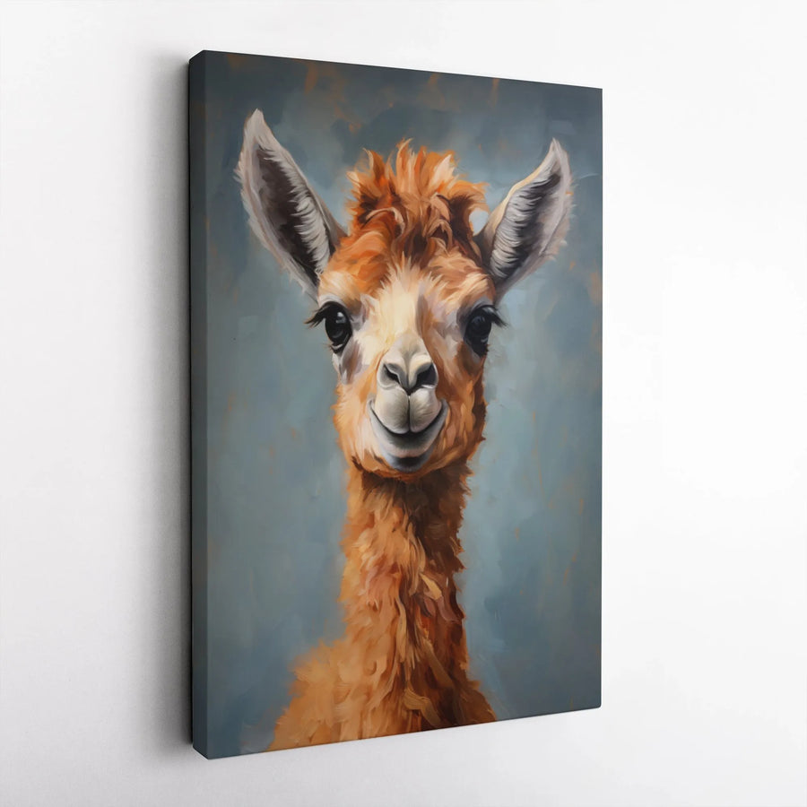 Cute Llama Canvas Print | Painterly Animal Portrait Wall Art | Premium Gallery Wrap Canvas | Nursery Decor Gift for Animal Lover