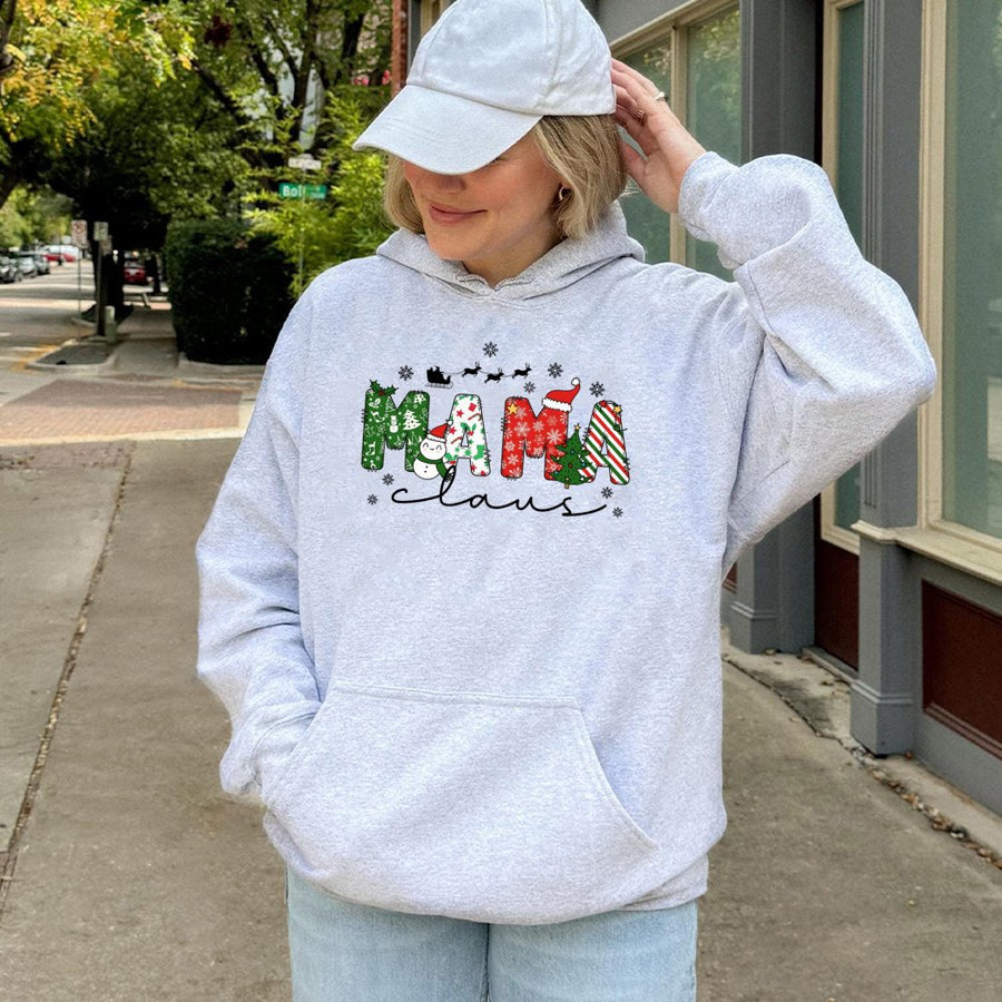 Mama Claus Christmas Hoodie | Festive Holiday Lettering Graphic | Soft Cotton-Blend Premium Quality | Cozy Gift for Mom & Women