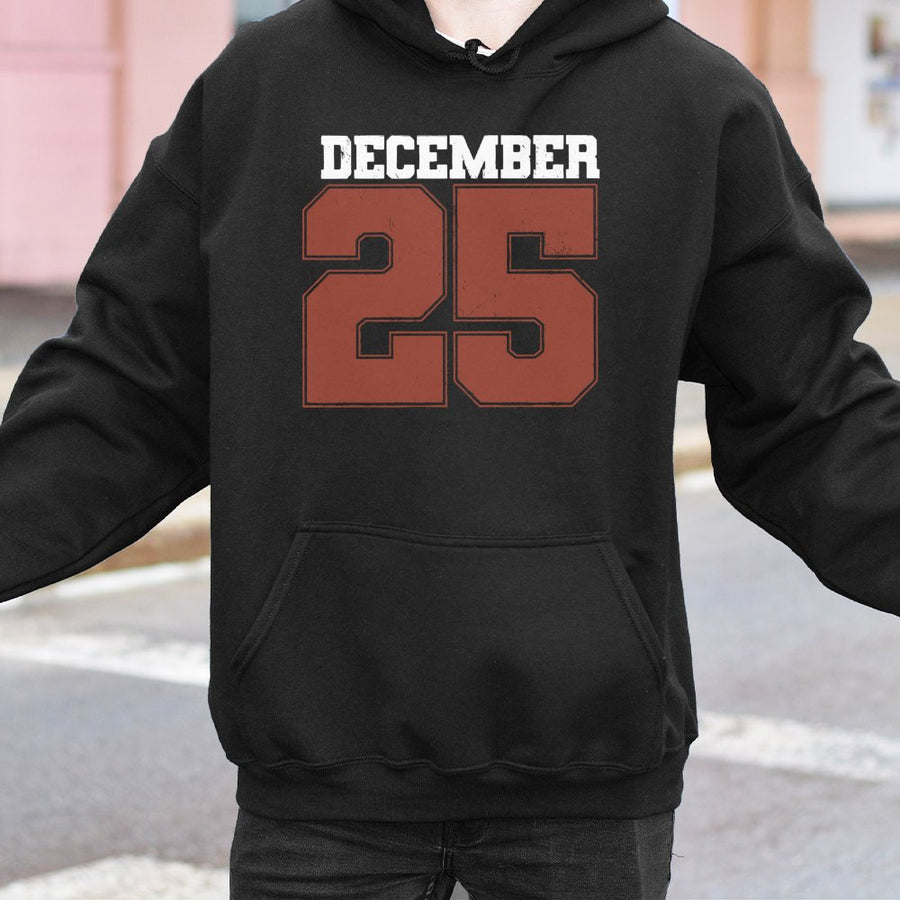 December 25 Hoodie | Retro Christmas Graphic Pullover | Soft Cotton-Blend Premium Holiday Apparel | Festive Gift for Family and Friends