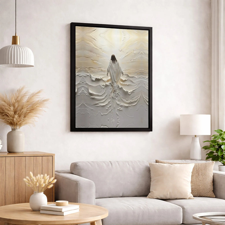 Jesus Walking On Water Canvas Print | Textured Religious Wall Art | Premium Fade-Resistant Gallery Wrap | Christian Home Decor Gift