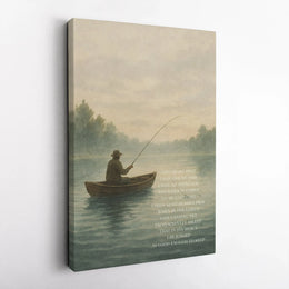 Fisherman Prayer Canvas Wall Art | God Grant That I May Live To Fish Quote | Premium Gallery Wrap Decor | Unique Fishing Gift for Dad or Men