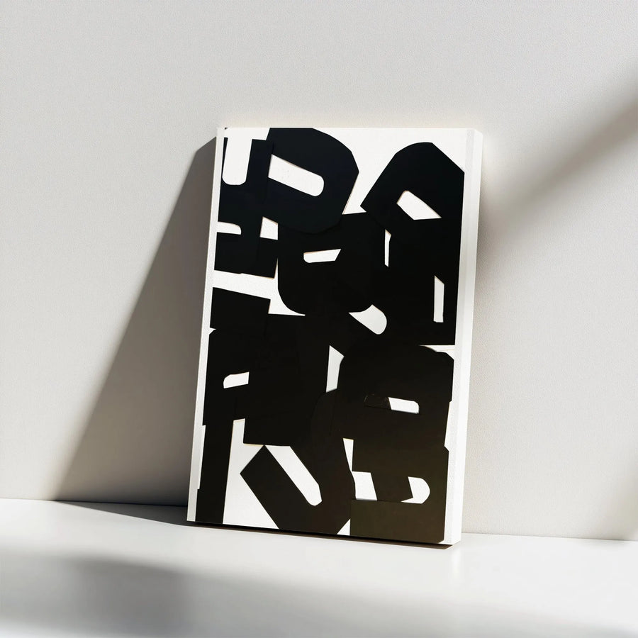 Abstract Vertical Canvas | Black and White Geometric Print | Premium Gallery Wrapped Wall Art | Modern Home & Office Decor Gift