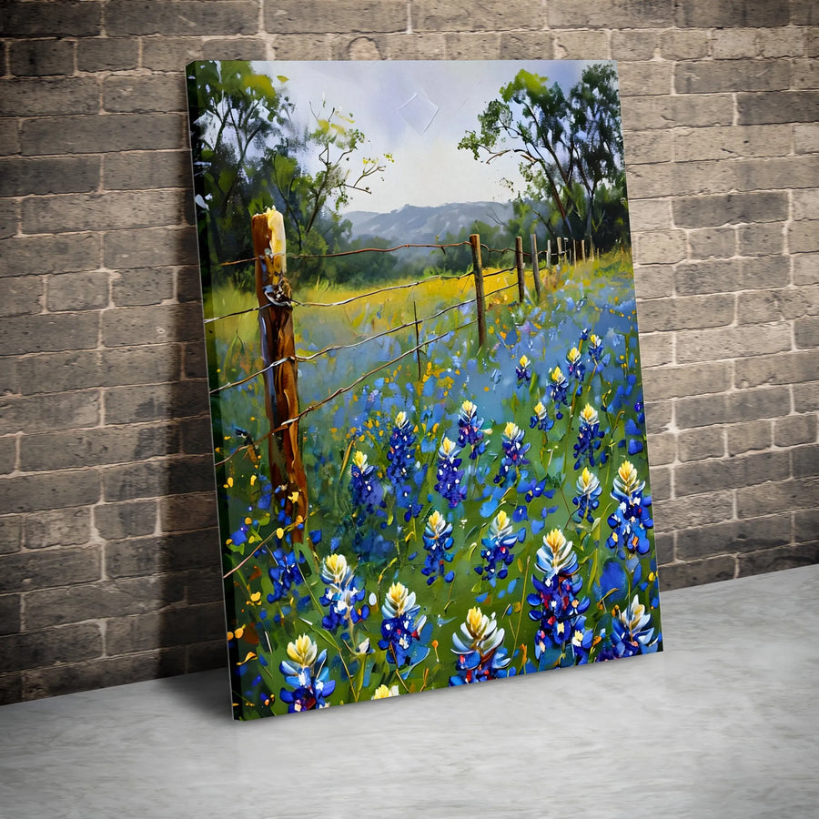 Texas Bluebonnet Canvas Wall Art | Impressionist Wildflower Painting | Premium Thick Gallery Wrap | Southwestern Home Decor Gift