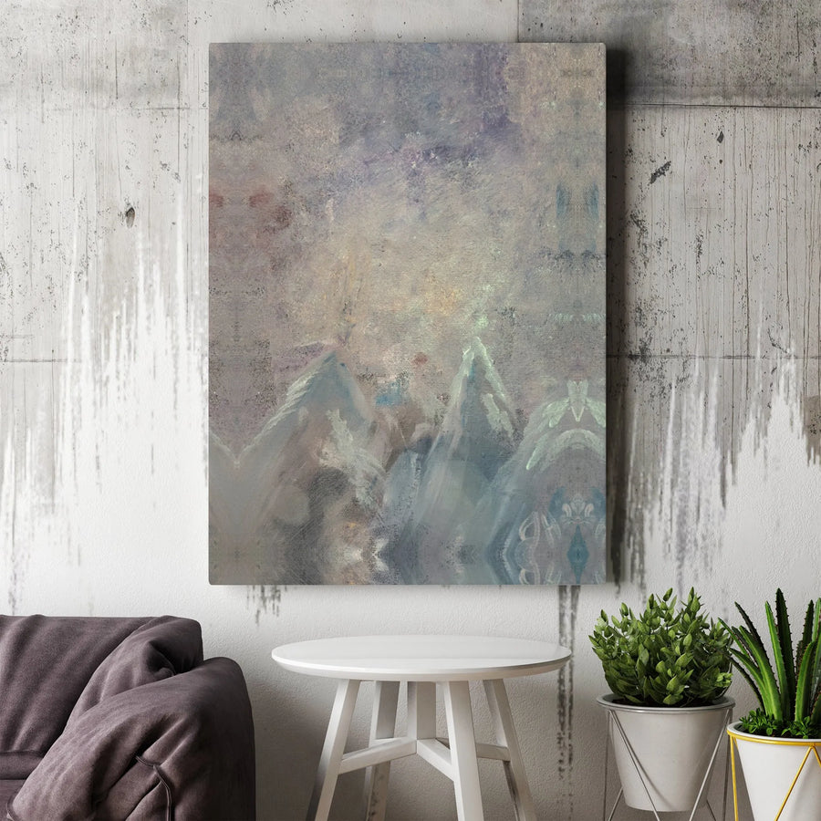 Abstract Mountain Canvas Wall Art | Muted Earth Tone Peaks Painting | 1.25" Premium Gallery Wrapped Print | Modern Minimalist Home Office Decor
