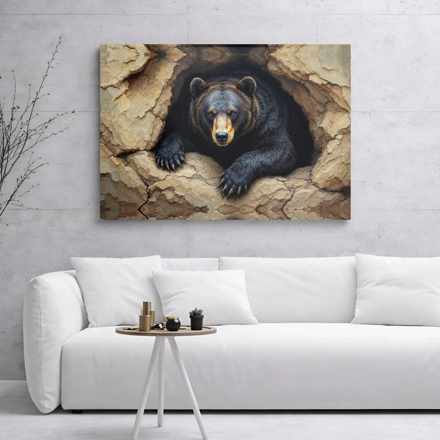 Black Bear Wall Art | Realistic Forest Animal Canvas Print | 1.25" Gallery Wrap | Wildlife Cabin Decor Gift for Nature Lovers