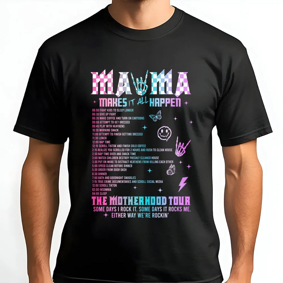 Mama The Motherhood Tour T-Shirt | Funny Rocker Mom Graphic Tee | Soft Premium Cotton | Relatable Parenting Gift for Mom Birthday