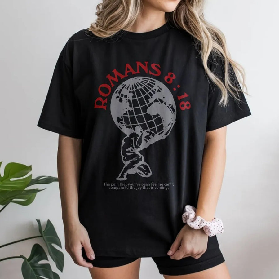 Romans 8 18 T-Shirt | Christian Bible Verse Graphic Tee | Soft Cotton Religious Apparel | Unisex Faith Based Gift for Men & Women