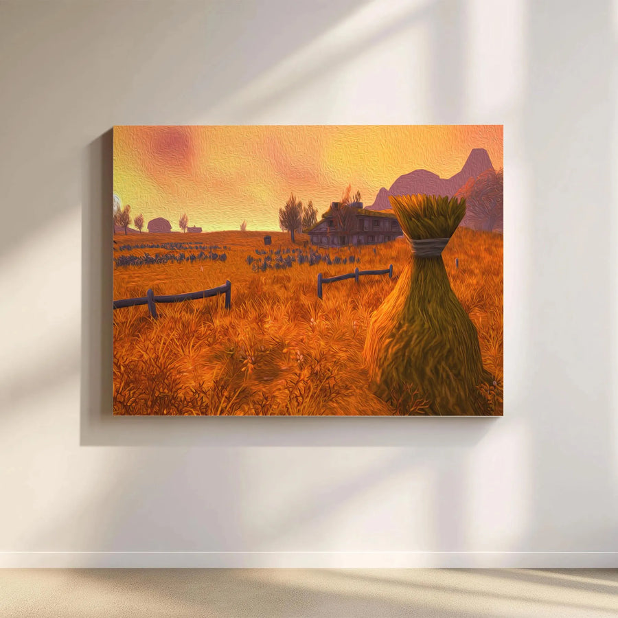 Westfall Farm Canvas Wall Art | Impressionist Gaming Landscape | 1.25 Inch Premium Gallery Wrap | Home Office Decor Gift For Gamers