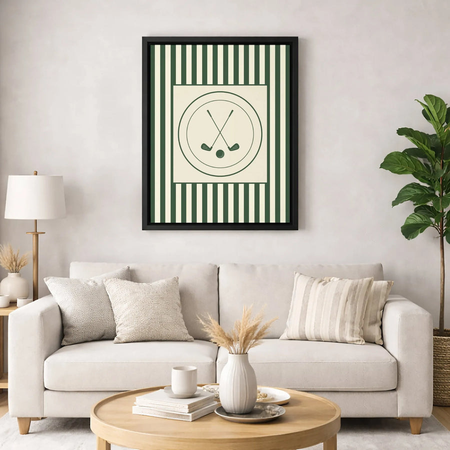 Golf Wall Art Canvas | Minimalist Crossed Clubs Emblem Design | Gallery Quality 1.25-Inch Profile | Sports Decor Gift for Golfers