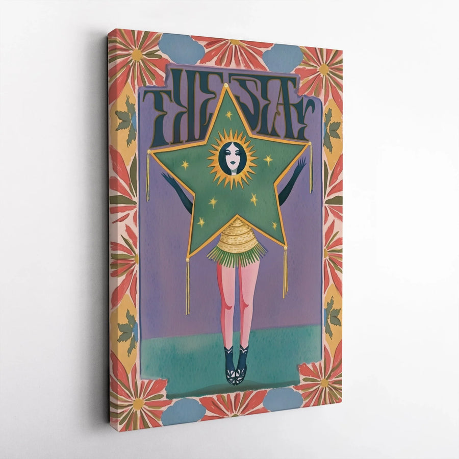 The Star Tarot Card Wall Art | Art Nouveau Esoteric Illustration | 1.25-Inch Gallery Wrap Canvas | Premium Witchy Home Decor Gift