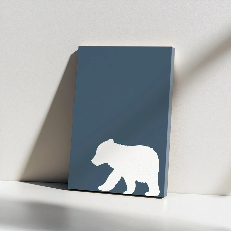 Minimalist Bear Silhouette Wall Art | Nordic Nursery Decor | Gallery Wrapped Canvas Print | Nature Inspired Modern Home Gift