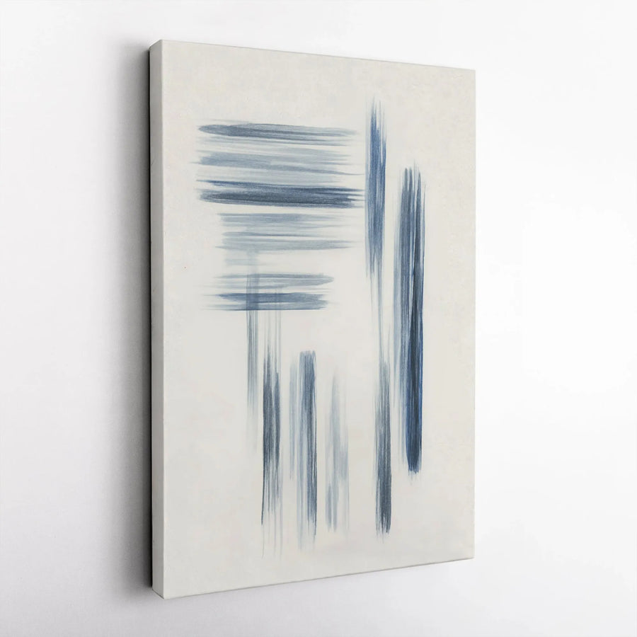 Abstract Blue Brushstrokes Wall Art | Minimalist Navy Indigo Print | Premium Gallery Wrapped Canvas | Modern Home Decor For Living Room