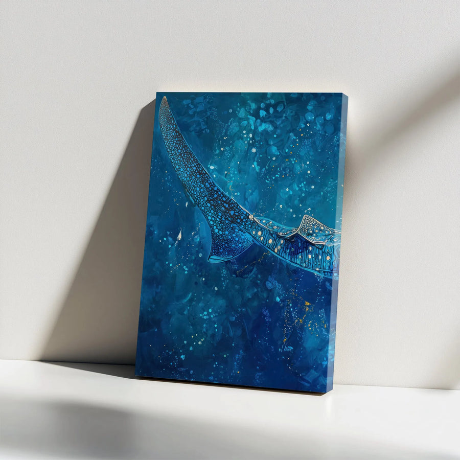 Whale Shark Vertical Canvas | Abstract Deep Ocean Painting Print | Premium Gallery Wrapped Wall Art | Coastal Home Decor Collector's Gift