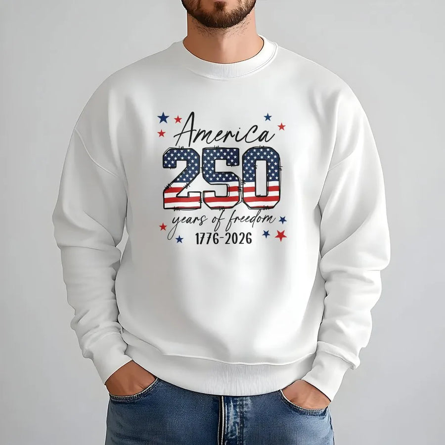 USA 250th Anniversary Sweatshirt | American Flag 1776-2026 Design | Premium Cotton Blend | Collector's Patriotic 4th of July Gift