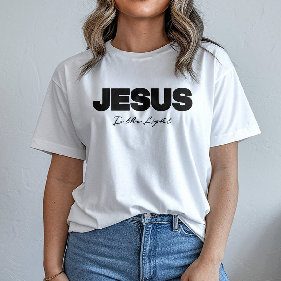 Jesus Is The Light T-Shirt | Minimalist Christian Graphic Tee | Premium 100% Cotton | Faith-Based Religious Apparel Gift for Men and Women