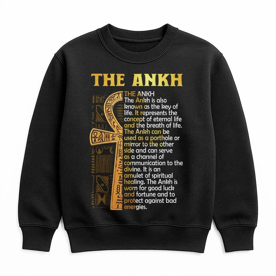 Ankh Symbol Sweatshirt | Egyptian Key of Life Definition Graphic | Premium Cotton Blend | Spiritual Gift for Him & Her