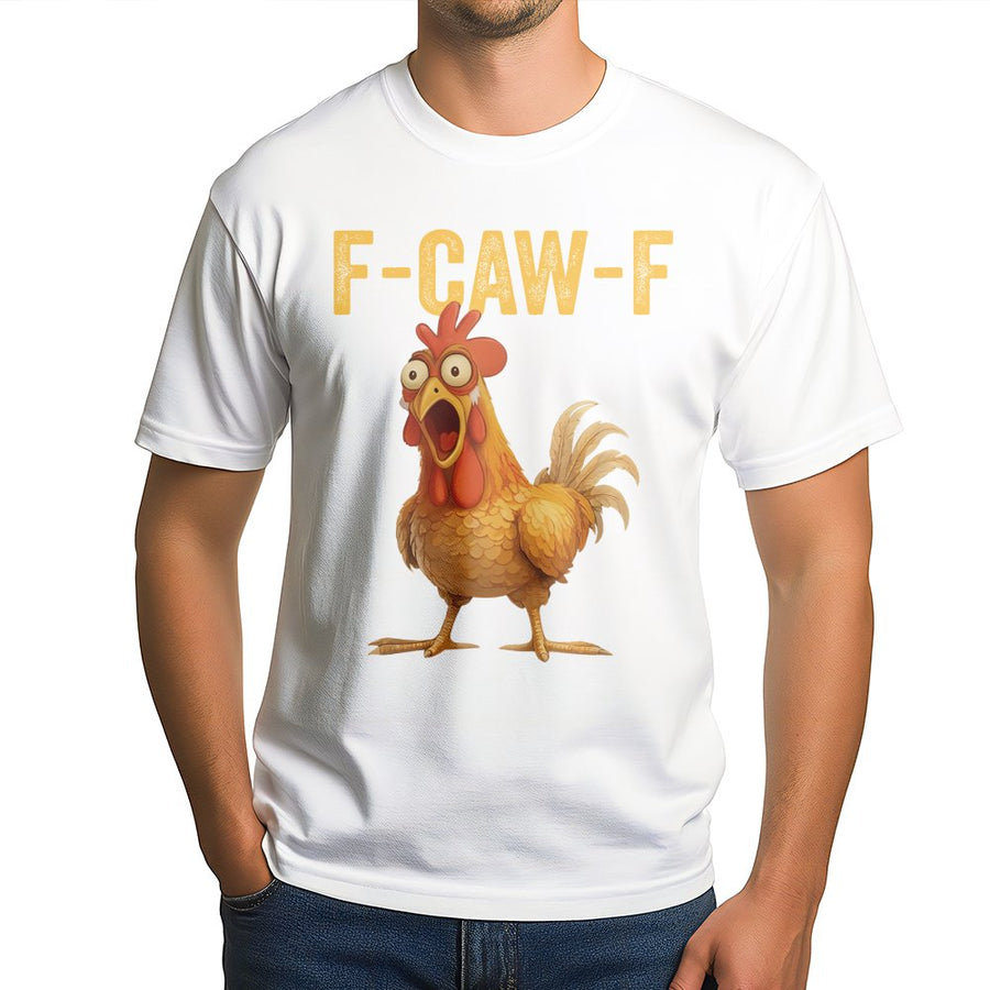 Funny Chicken T-Shirt | F-Caw-F Screaming Rooster Graphic | 100% Cotton Premium Tee | Sarcastic Farm Animal Gift for Him or Her