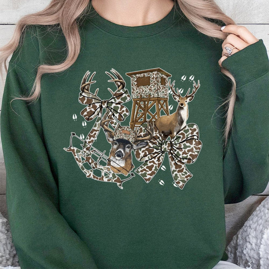 Hunting Season Sweatshirt | Camo Deer Bow Hunting Aesthetic | Premium Cotton Blend | Gift for Hunter Women and Men