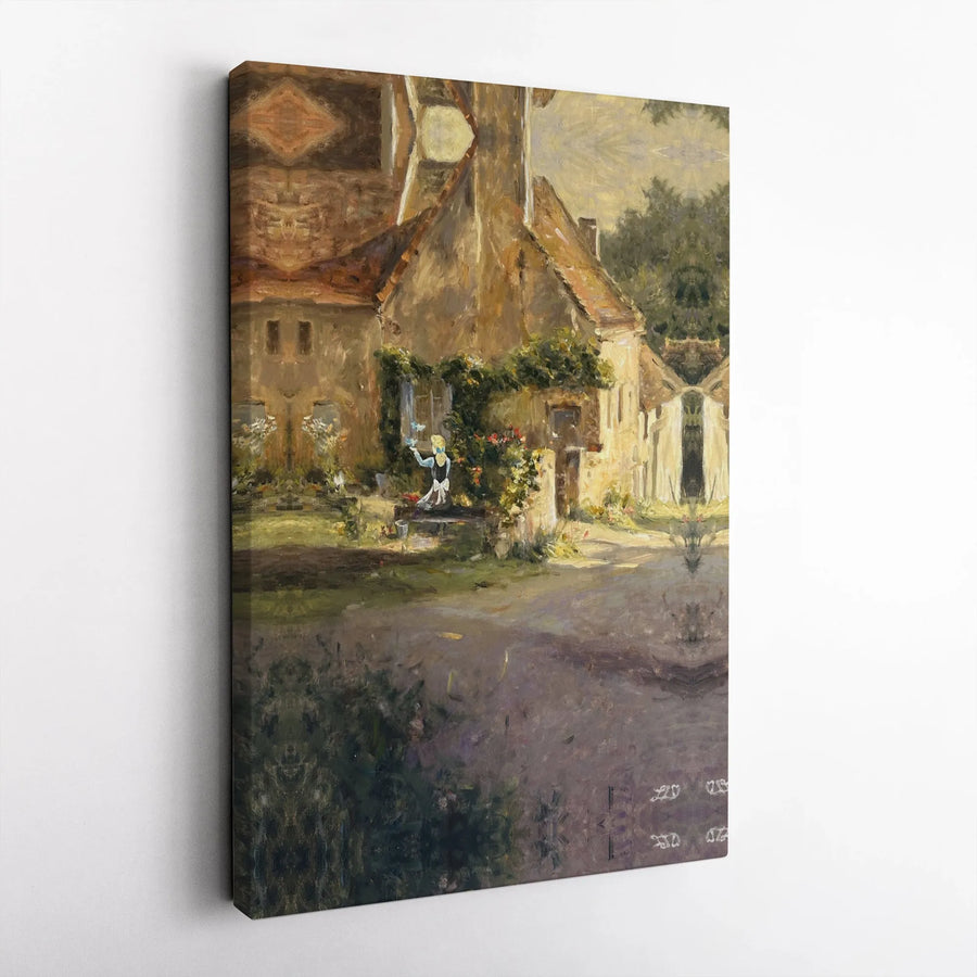French Countryside Canvas Wall Art | Impressionist Village Scene Painting | Premium Gallery Wrapped Canvas | Housewarming Gift for Living Room Decor