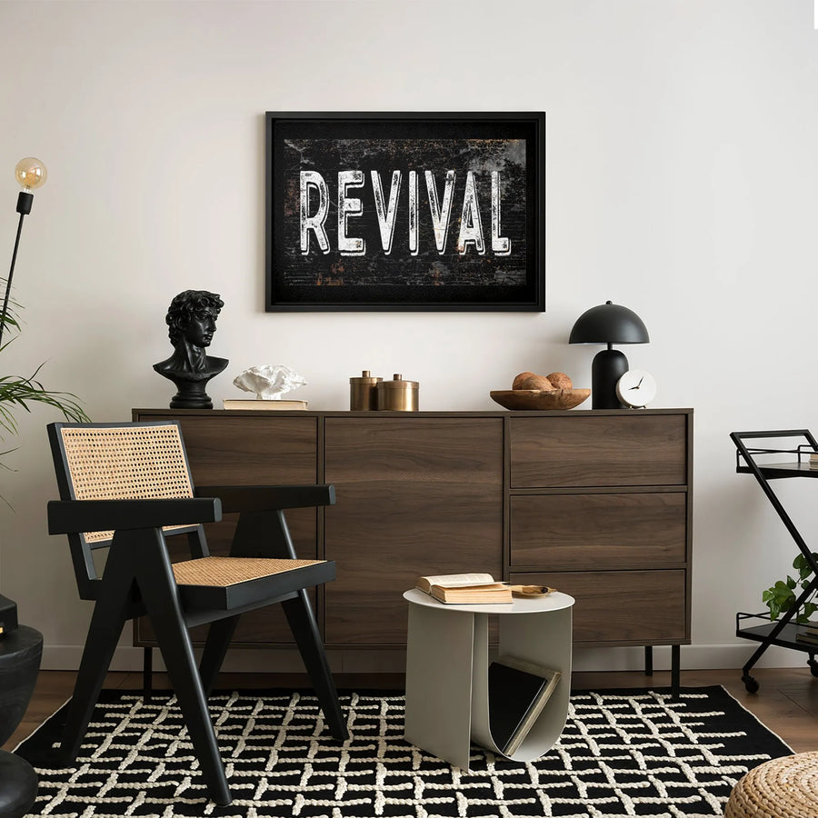 Revival Wall Art | Rustic Distressed Typography Canvas | 1.25 Inch Gallery Wrap | Motivational Home Decor Gift