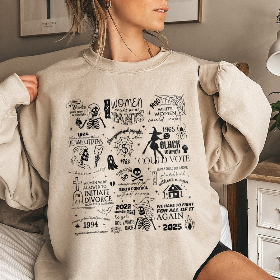 Feminist History Sweatshirt | Women Rights Timeline Graphic | Unisex Cotton Blend Crewneck | Empowering Activist Gift