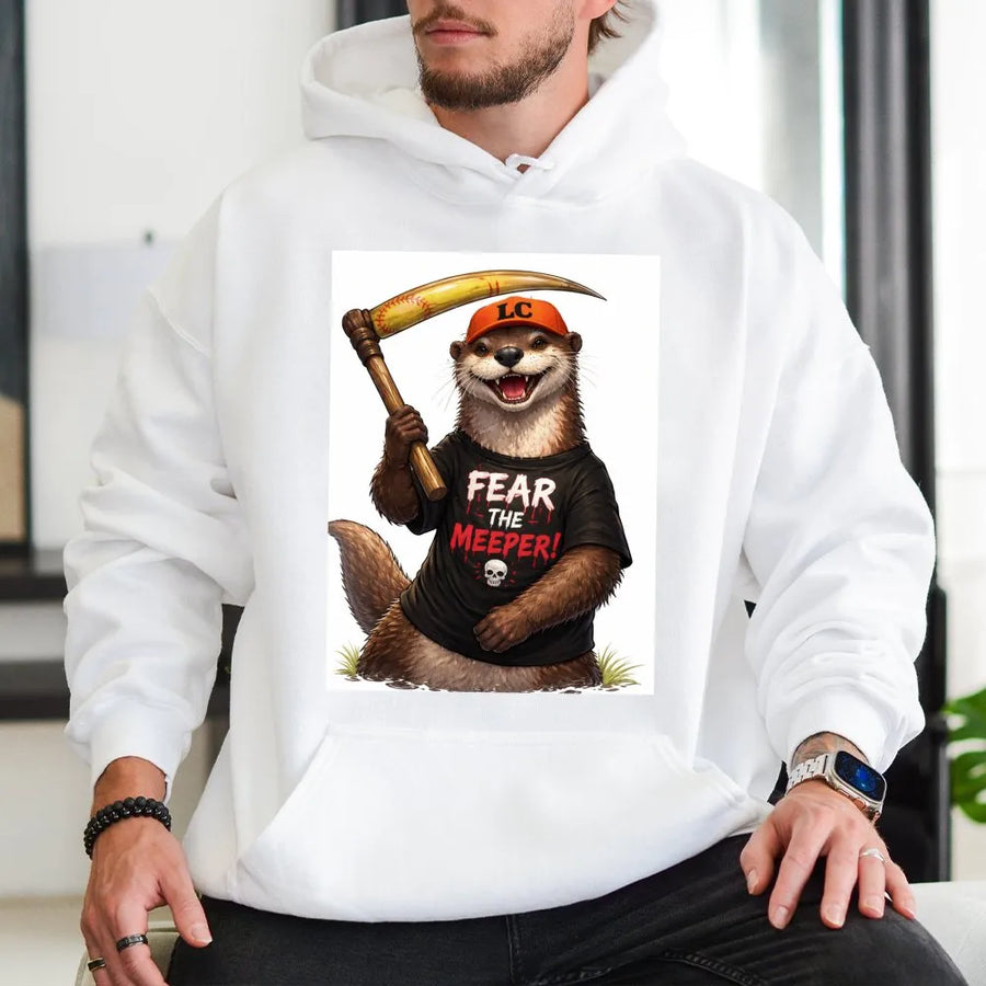 Fear The Meeper Hoodie | Funny Otter with Baseball Scythe Graphic | Premium Soft Cotton | Unisex Gift for Baseball Fan