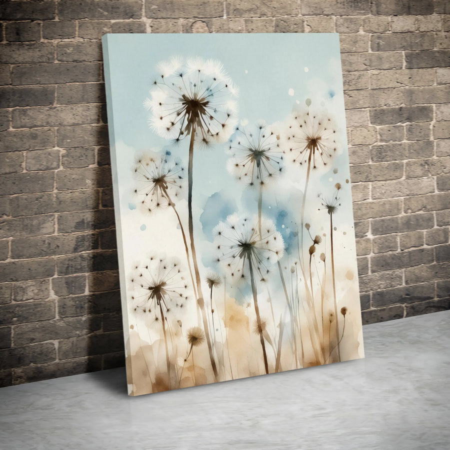 Watercolor Dandelion Vertical Canvas | Abstract Botanical Illustration | Premium High-Resolution Print | Modern Farmhouse Living Room Decor Gift