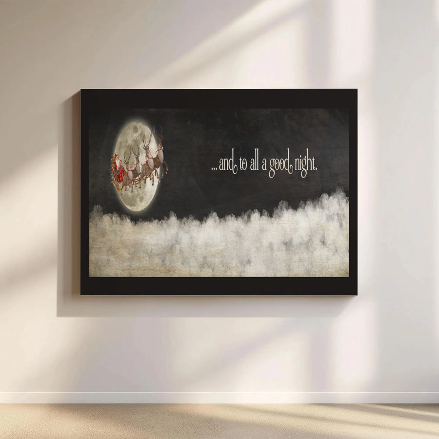 Christmas Santa Sleigh Canvas Wall Art | Moonlit Night Holiday Quote Decor | Gallery Quality Premium Print | Festive Home Gift