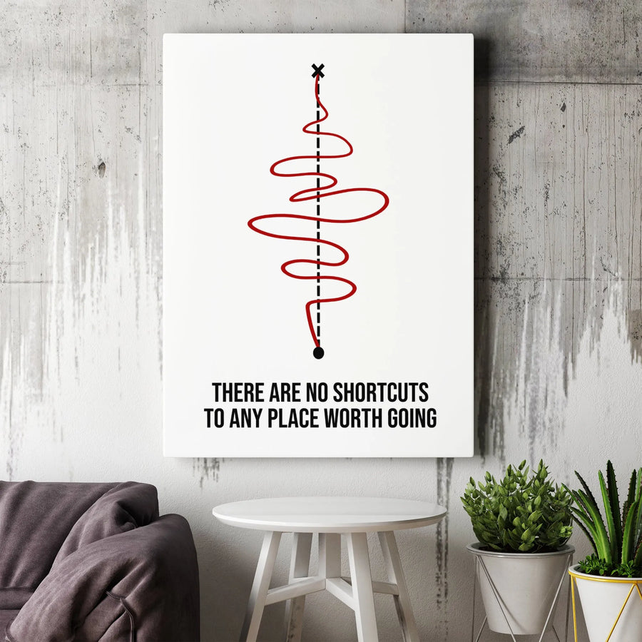 There Are No Shortcuts To Any Place Worth Going Canvas Wall Art | Motivational Quote Graphic Print | 1.25-inch Premium Gallery Profile | Office & Home Decor Gift