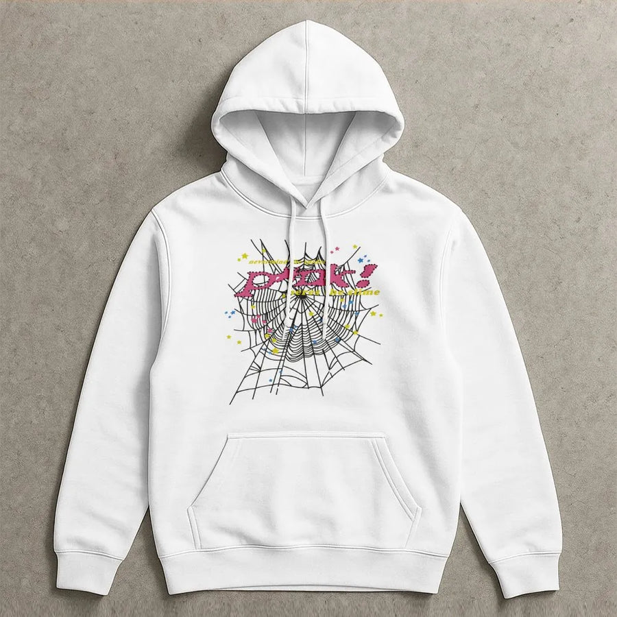 Y2K Spider Web Graphic Hoodie | Retro Aesthetic Streetwear Print | Premium Cotton Blend | Unisex Oversized Gift for Teens & Adults
