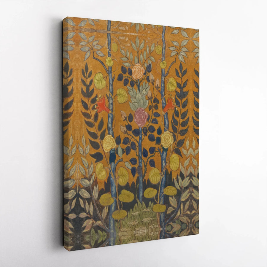 William Morris Floral Canvas Art | Vintage Rose and Lily Botanical Print | Premium Gallery Wrapped Wall Decor | Arts and Crafts Movement Gift