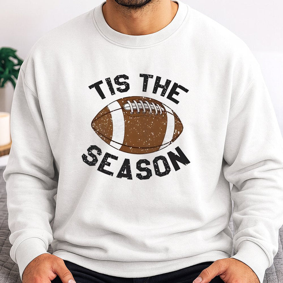 Tis The Season Football Sweatshirt | Retro Distressed Sports Graphic | Premium Cotton Blend | Unisex Fall Game Day Apparel Gift