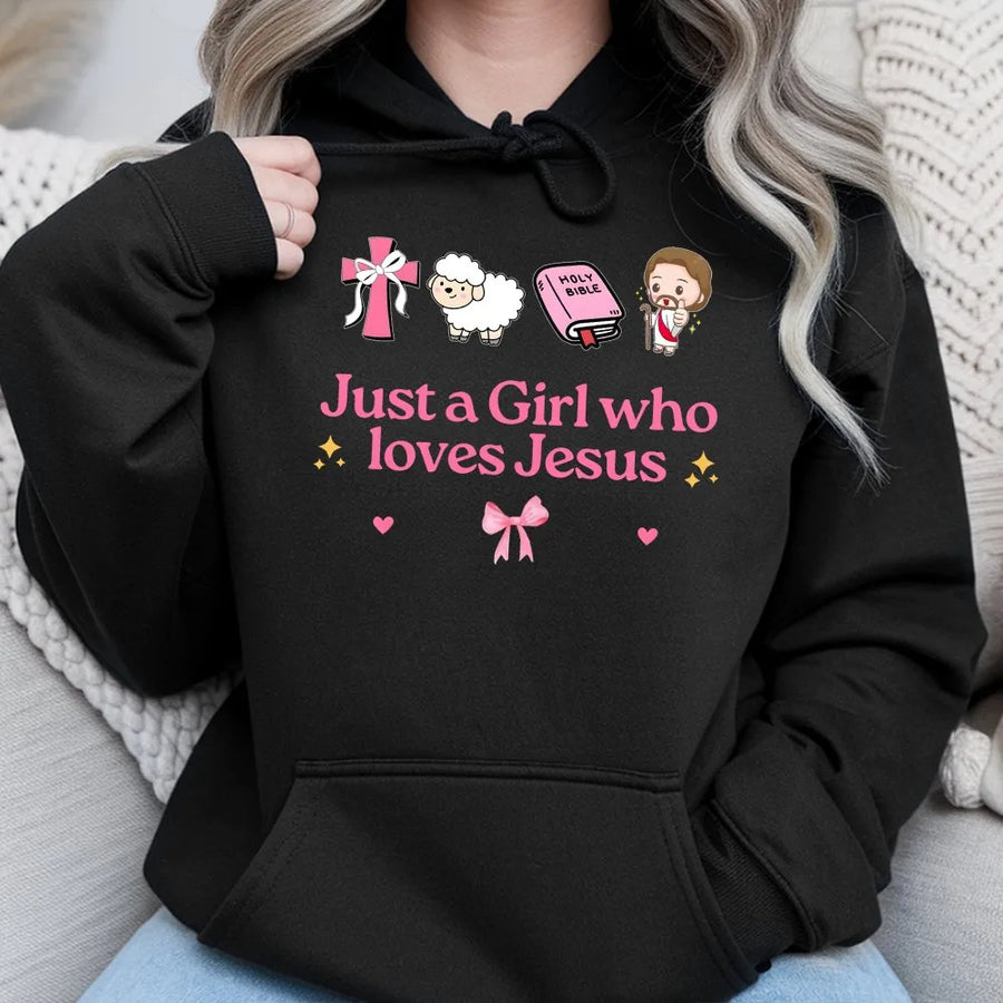 Just A Girl Who Loves Jesus Shirt | Cute Christian Graphic Tee | Soft Cotton Religious Apparel | Faith Based Gift for Christian Women and Girls