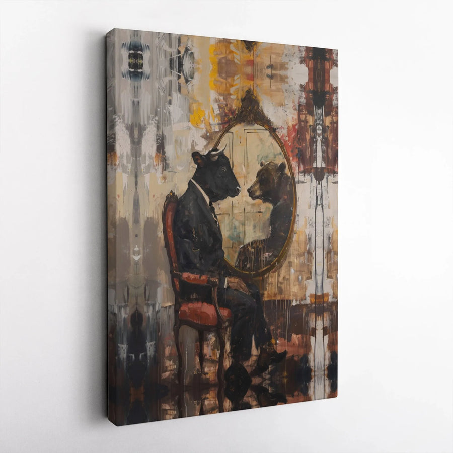 Bull vs Bear Market Canvas Art | Symbolic Financial Wall Decor | Premium Gallery Wrap Print | Office Decor for Stock Traders and Investors