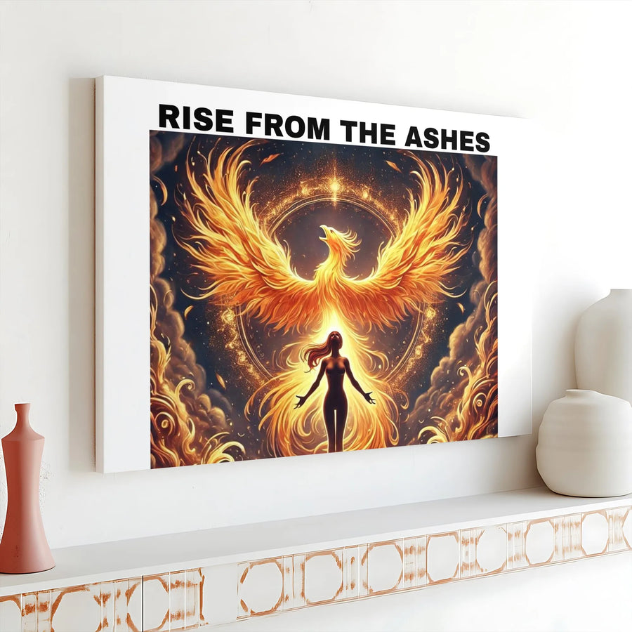 Phoenix Rising Wall Art | Rise From The Ashes Spiritual Decor | Premium Gallery-Wrapped Canvas | Inspirational Home and Office Gift